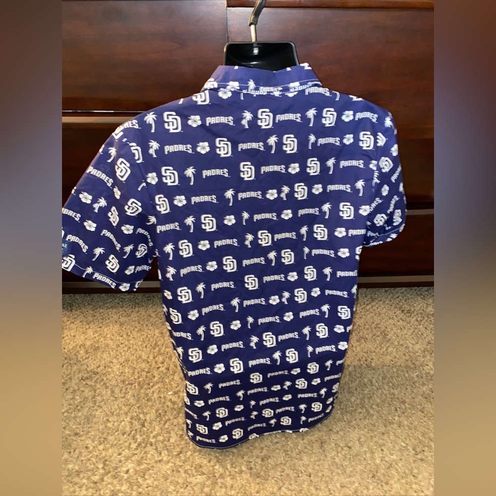 San Diego Padres SGA Logo Hawaiian Button Down Shirt Size Medium MLB Baseball - Picture 4 of 7